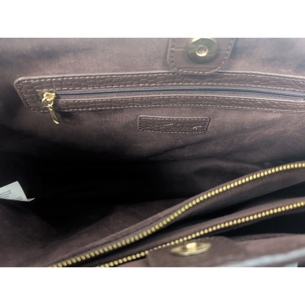 Betsey Johnson Chocolate Brown Embossed Tote with Skull Bag Charm XOTOTO NWT - Picture 6 of 6